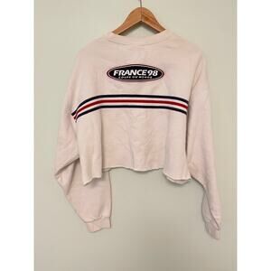Vintage Adidas Womens Sweatshirt Size Large France 98 Cropped Crew Neck 90s READ